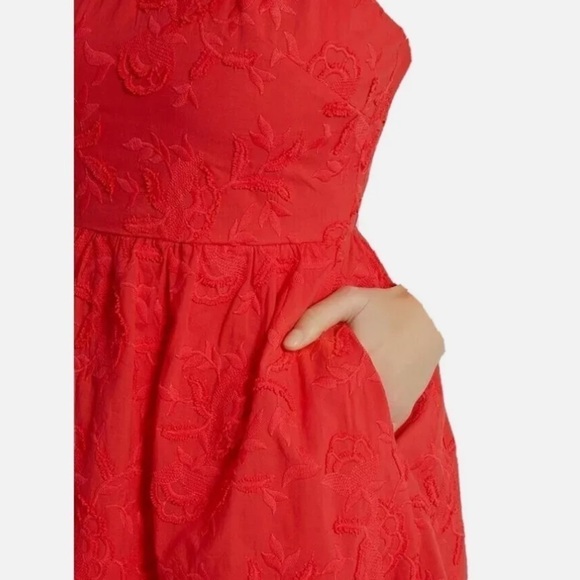 Ted Baker London Lorene Halter Neck Dress Red 100% Cotton Size 3 C - Picture 3 of 10